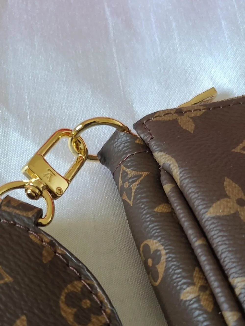 Louis Vuitton Look-A-Like Brown Monogram Crossbody with Gold Hardware - Picture 10 of 12
